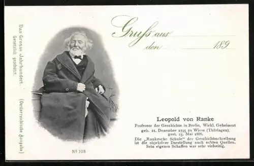 AK Leopold von Ranke, Wirklicher Geheimrat, Professor der Geschichte in Berlin, geb. 21.12.1795, gest. 23.5.1886