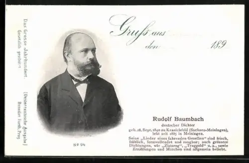 AK Rudolf Baumbach, Deutscher Dichter