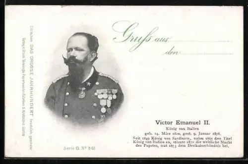 AK Victor Emanuel II., König von Italien in Uniform