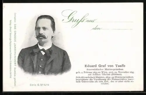 AK Portrait des Politikers Eduard Graf von Taaffe