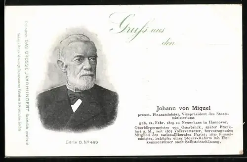 AK Portrait des Politikers Johann von Miquel