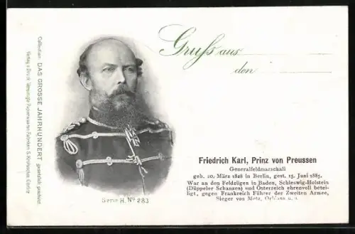 AK Portrait von Prinz Friedrich Karl von Preussen