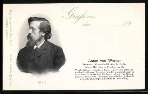AK Akademie-Direktor Anton von Werner im Porträt