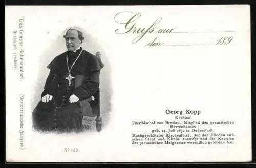 AK Breslau, Kardinal Fürstbischof Georg Kopp
