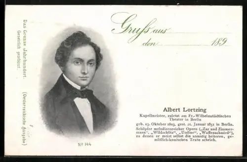 AK Kapellmeister Albert Lortzing im Porträt