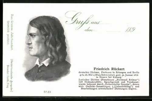AK Friedrich Rückert, deutscher Dichter