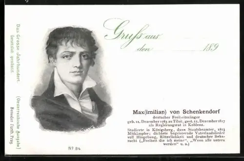AK Maximilian von Schenkendorf, deutscher Freiheitssänger