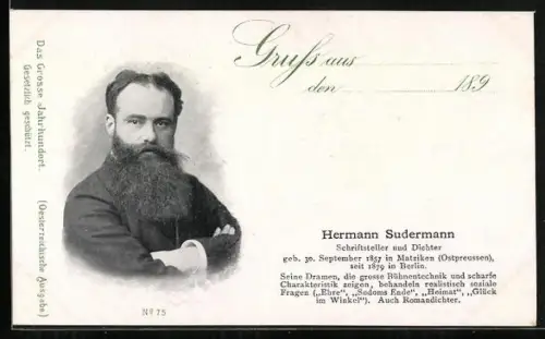 AK Schriftsteller und Dichter Hermann Sudermann