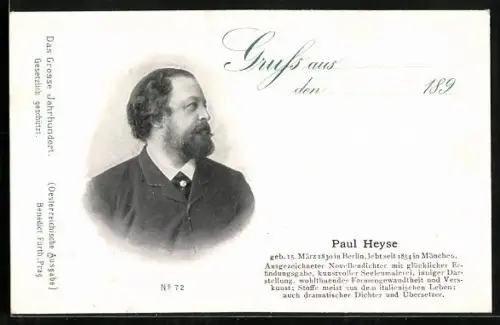 AK Novellendichter Paul Heyse im Profil