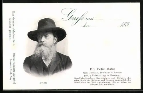 AK Dr. Felix Dahn, Geh. Justizrath und Professor in Breslau