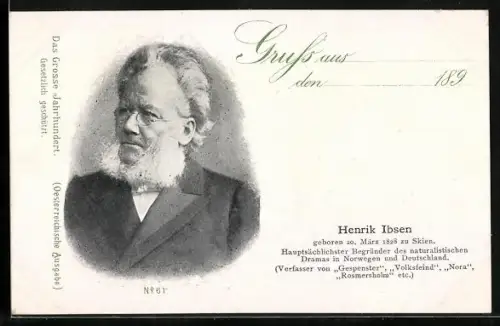 AK Henrik Ibsen, norwegischer Dichter