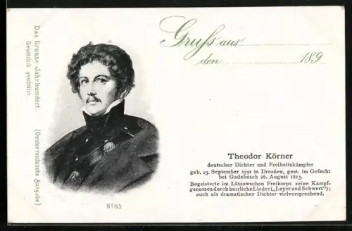 AK Dichter und Freiheitskämpfer Theodor Körner