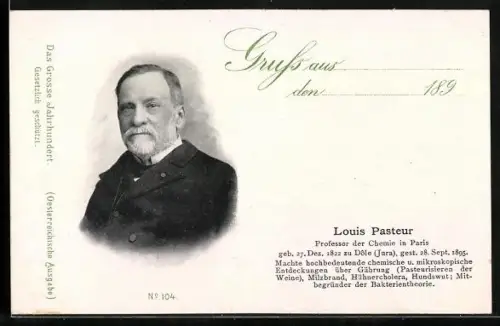 AK Louis Pasteur, Porträt des Porfessors der Chemie