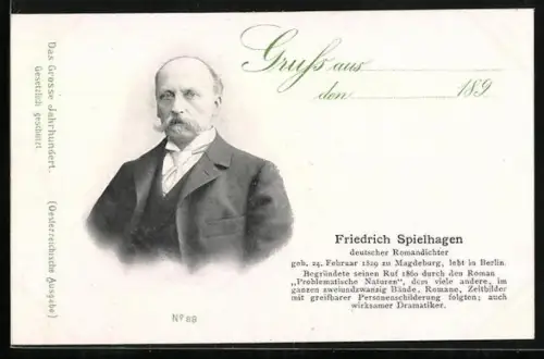 AK Friedrich Spielhagen, der Dichter im Portrait