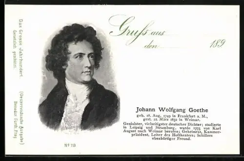 Lithographie Portrait Johann Wolfgang Goethe