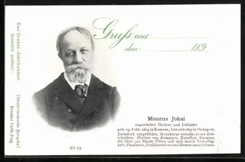 AK Ungarischer Dichter und Publizist Maurus Jokai im Porträt