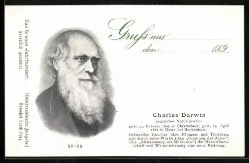 AK Porträt des Naturforschers Charles Darwin