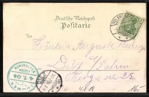 Lithographie Rheindampfer in Fahrt, Rheinfahrt des Kölner Männerchors 1904