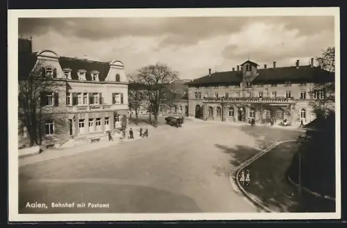 AK Aalen, Bahnhof mit Postamt