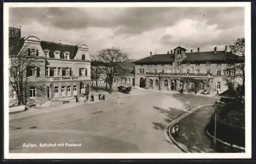 AK Aalen, Partie am Bahnhof und Postamt
