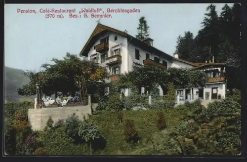 AK Berchtesgaden, Pension Waldluft mit Café-Restaurant, Bes. G. Semmler