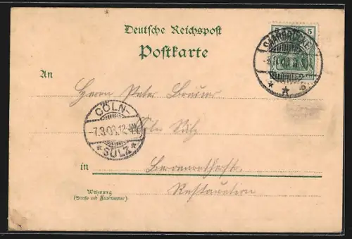 Lithographie Saarbrücken, Kasernen des Westf. Dragoner-Regiments Nr. 7, Ludwigkaserne, Dragoner mit Lanze zu Pferde