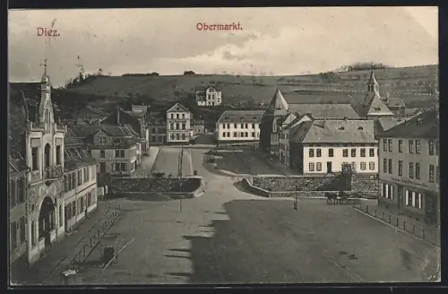 AK Diez, Blick auf den Obermarkt aus der Vogelschau