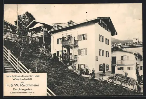 AK Berchtesgaden, Installations-Geschäft und Wasch-Anstalt von F. und W. Reichlmeier, Locksteinstrasse 164b
