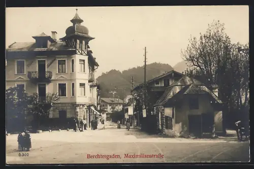 AK Berchtesgaden, Maximilianstrasse mit Hotel Villa Friedrichsruh