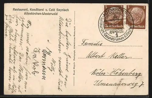 AK Altenkirchen /Westerwald, Restaurant Saynisch mit Innenansicht