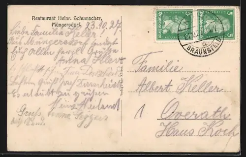 AK Köln-Müngersdorf, Gasthaus von Heinrich Schumacher