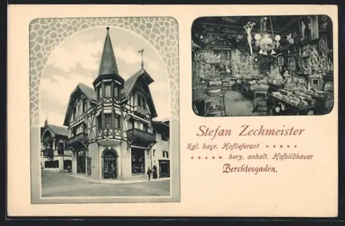 AK Berchtesgaden, Geschäft von Bildhauer Stefan Zechmeister