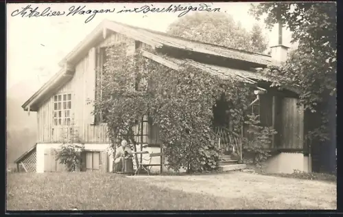 Foto-AK Berchtesgaden, Atelier des Malers Adalbert Waagen