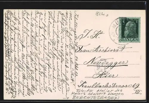 Foto-AK Berchtesgaden, Atelier des Malers Adalbert Waagen