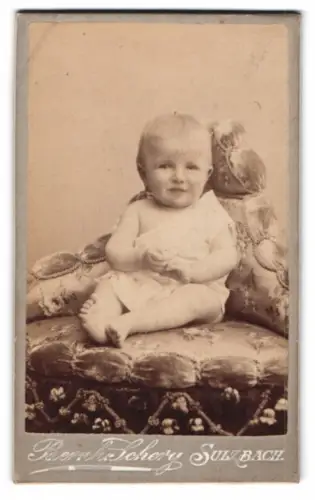 Fotografie Bernhard Schery, Sulzbach, Kleinkind auf edlem Sessel