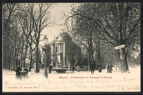 AK Bienne, Promenade du Pasquart et Musée