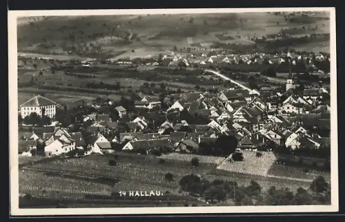 AK Hallau, Totalansicht aus der Vogelschau