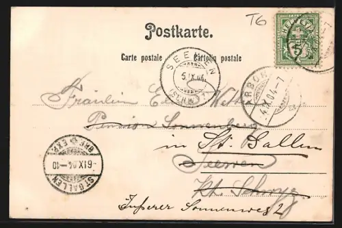 AK Arbon, Ortspanorama mit Brücke und Kirche