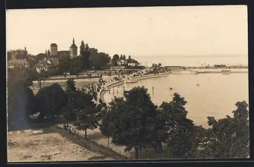 AK Arbon, Neue Quai-Anlage mit Kirche aus der Vogelschau