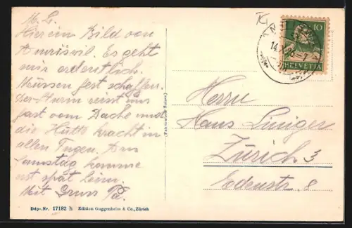 AK Amriswil, Teilansicht mit Gasthaus zum Ochsen aus der Vogelschau