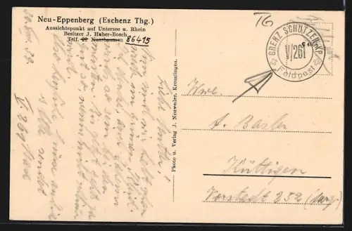 AK Neu-Eppenberg /Eschenz, Gasthaus Neu-Eppenberg J. Haber-Bosch mit Wasserblick im Frühling