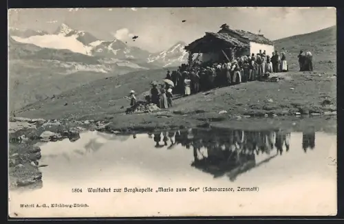 AK Schwarzsee /Zermatt, Bergkapelle Maria zum See, Wallfahrt