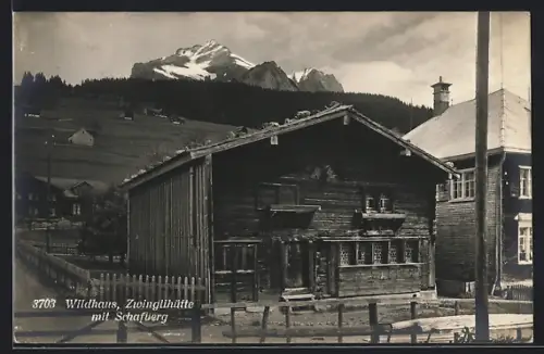 AK Wildhaus, Zwinglihütte mit Schafberg
