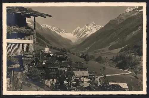 AK Ferden in Lötschen, Panorama mit Anengraf, Sattelhorn und Schienhorn