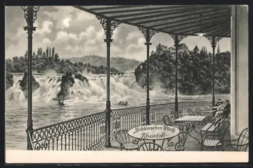 AK Rheinfall, Rheinfall mit Gaststätte Schlösschen Wörth