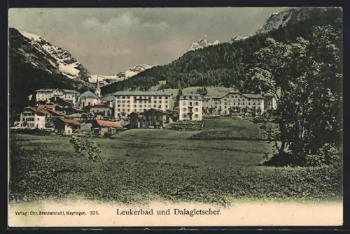 AK Leukerbad, Ortsansicht mit Dalagletscher