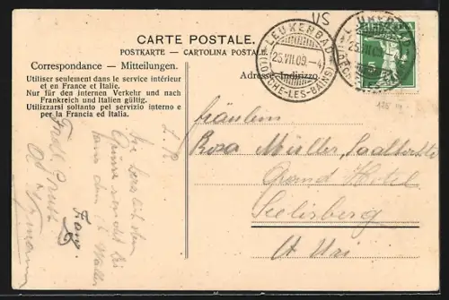 AK Leukerbad, Ortsansicht mit Dalagletscher