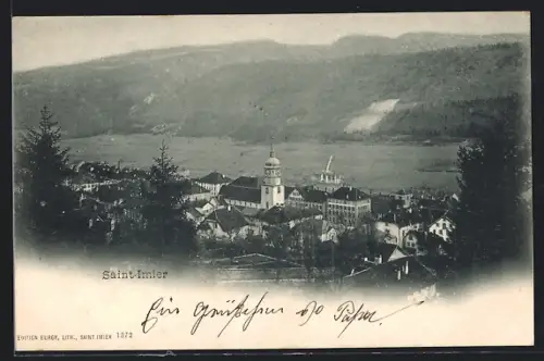 AK Saint-Imier, Totalansicht mit Bergpanorama