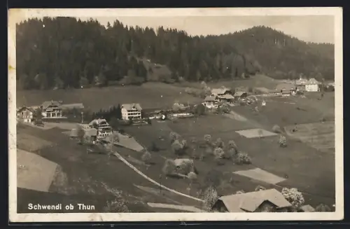 AK Schwendi ob Thun, Ortsansicht aus der Vogelschau