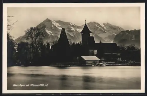 AK Scherzligen, Ortsansicht mit Niesen